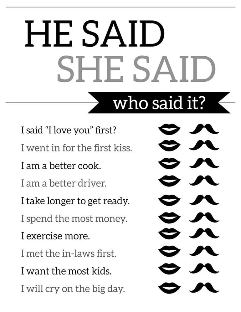 Best Wedding Games He Said She Said