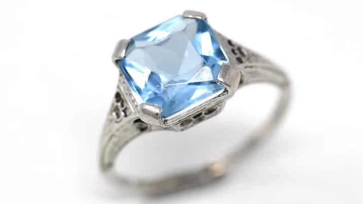 Blue Vintage Engagement Ring  