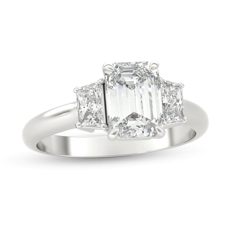 three stone emerald cut zales