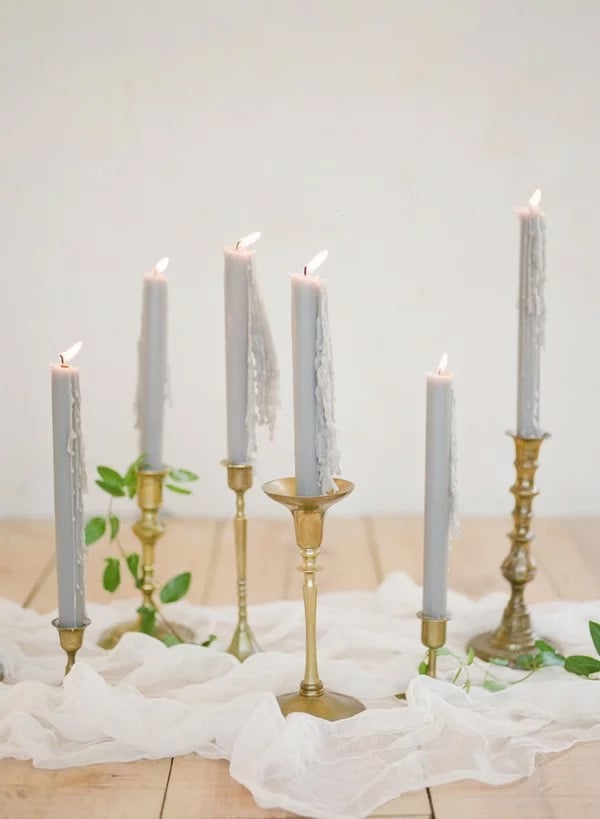 Fall Wedding Colors Grey and Gold Candles