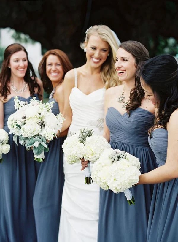 Fall Wedding Colors Riverside and Eucalyptus Dresses