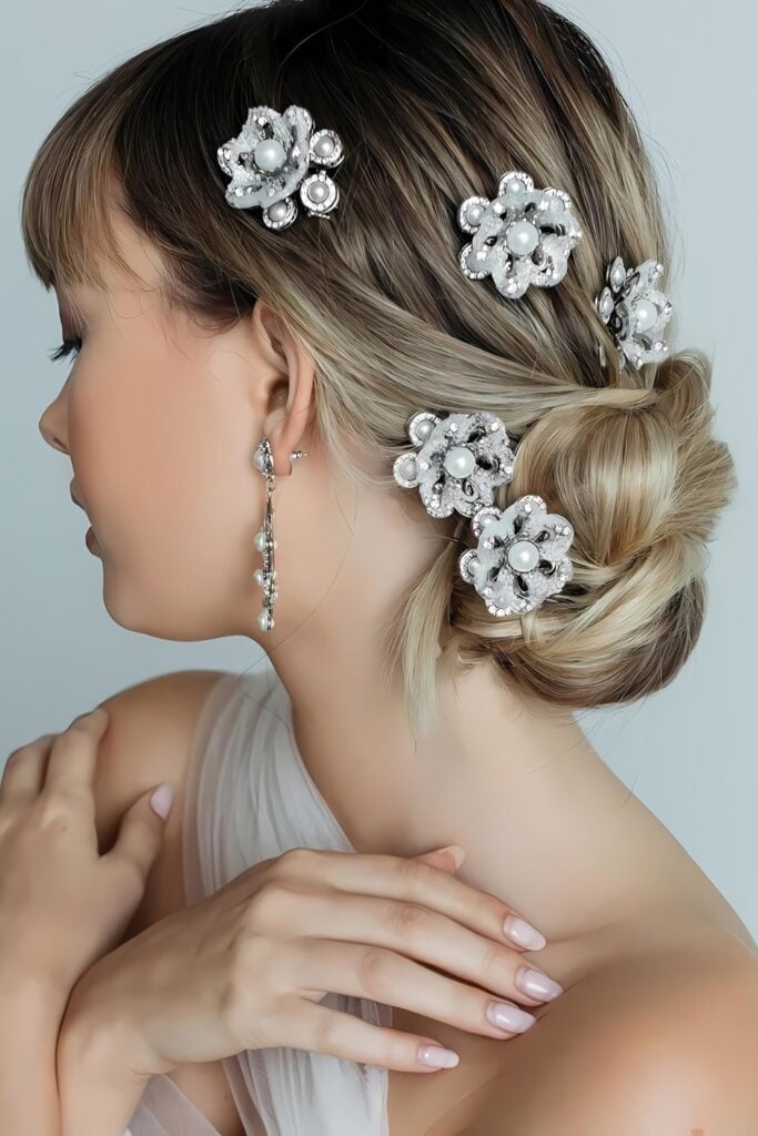 Pearl Blossom Hair Clips