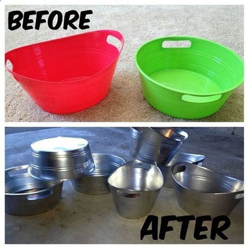 Spray paint plastic toy bins