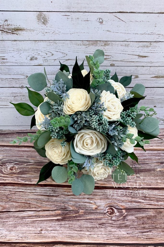 wooden wedding flowers