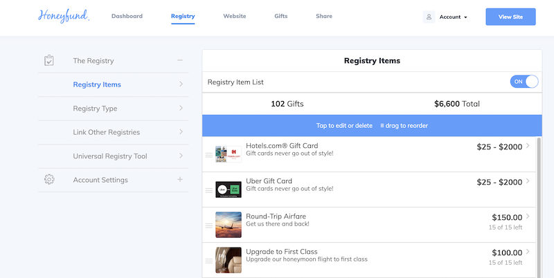 honeyfund registry